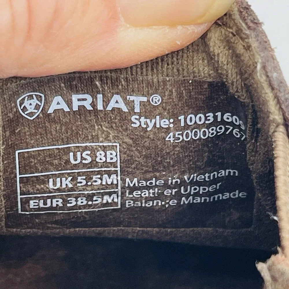 Ariat NWT Woman's Embossed Paisley Brown Leather Cruiser Slip On Size 8 B